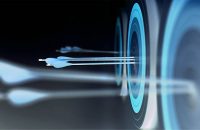 Simple 3d scene representing arrows, that hit targets with blackvision.